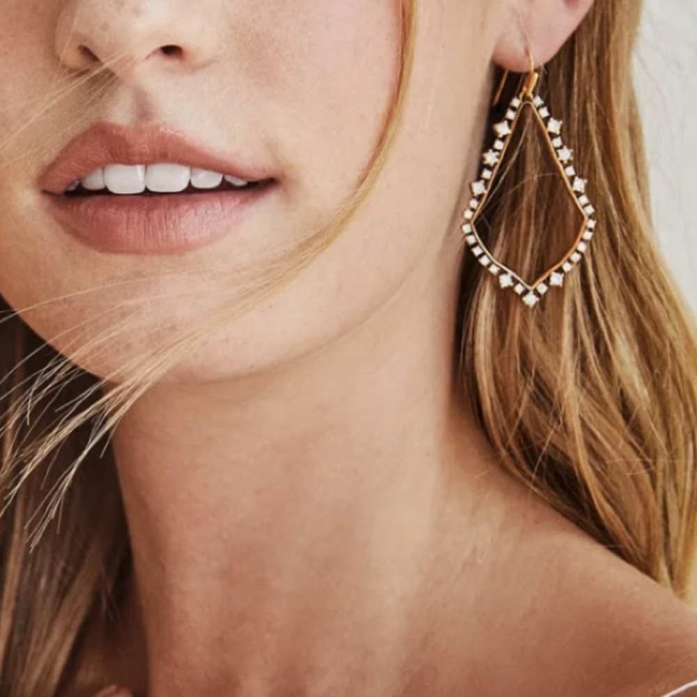 Sale! Sophee Crystal Drop earrings in gold, Kendra Scott. "Feather Weight". New!